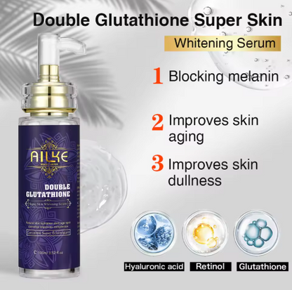 AILKE Brightening Serum, Hydrating Serum, Collagen & Glutathione Formula for Dark Spots, Fine Lines & Wrinkles, Face & Body Brightening Serum